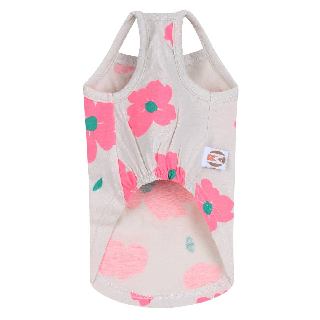 Camiseta sin mangas con estampado floral de perro
