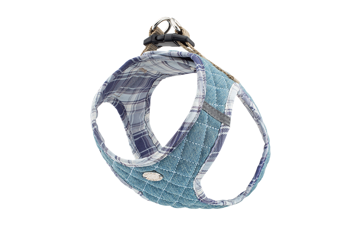 Step-In Denim Harness - Blue Plaid