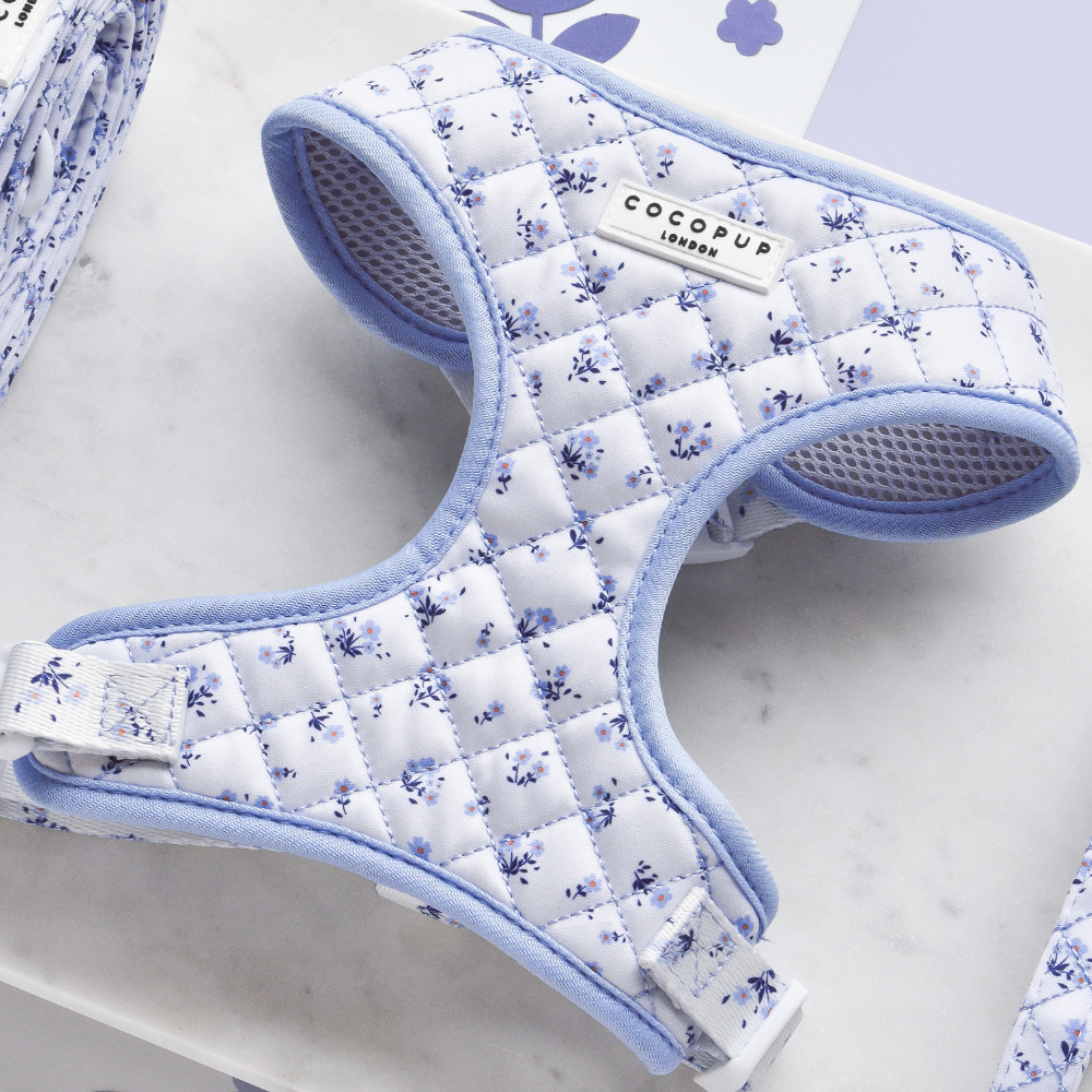 Quilted Ditsy Floral Periwinkle Adjustable Harness