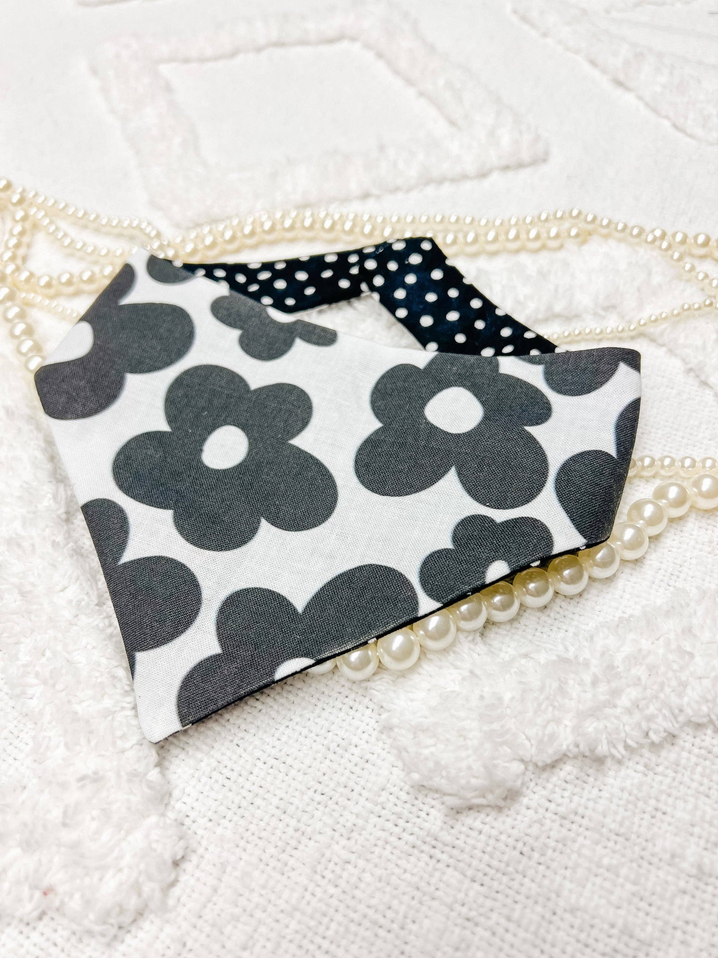Black and White Flower Dog Bandana