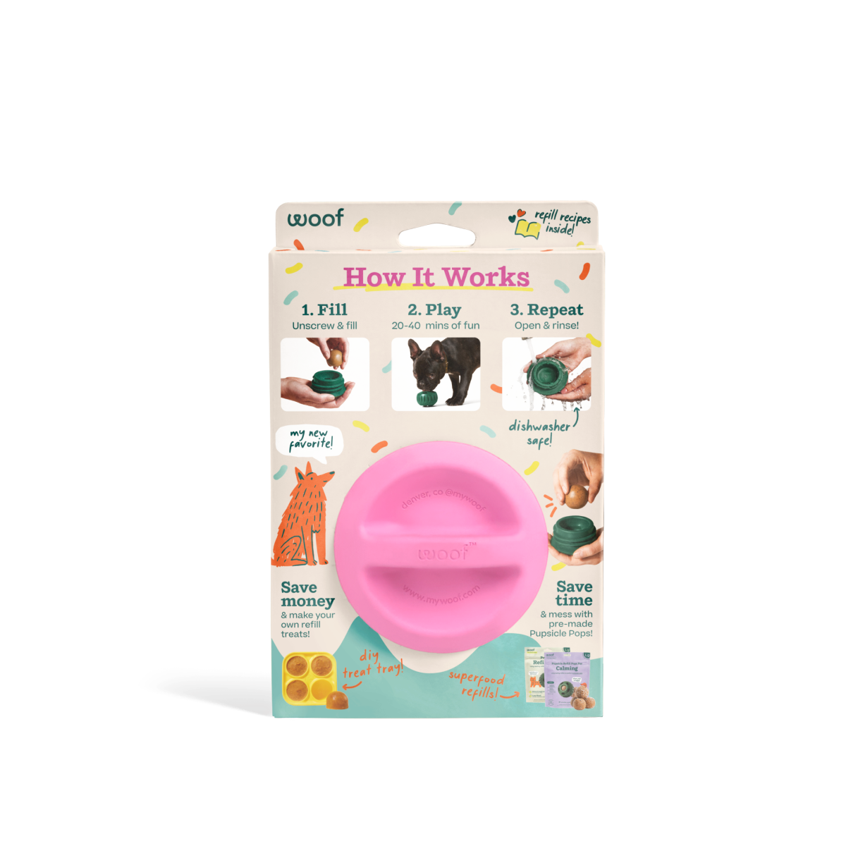 Pupsicle Pink - World's Best Treat Dispensing Dog Toy