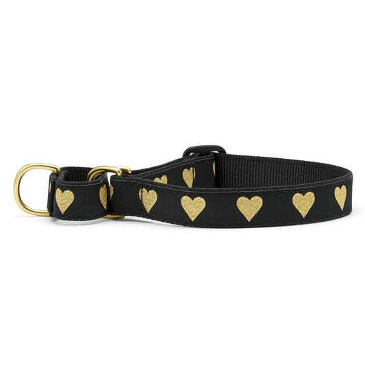 Heart of Gold Martingale Dog Collar -  Wide