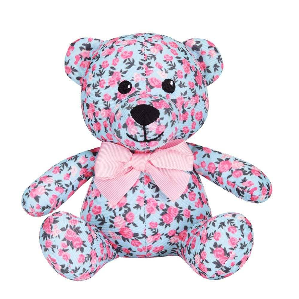3 Colors, 6" Made Well Floral Print Bear Dog Toy: Light Blue / 6"