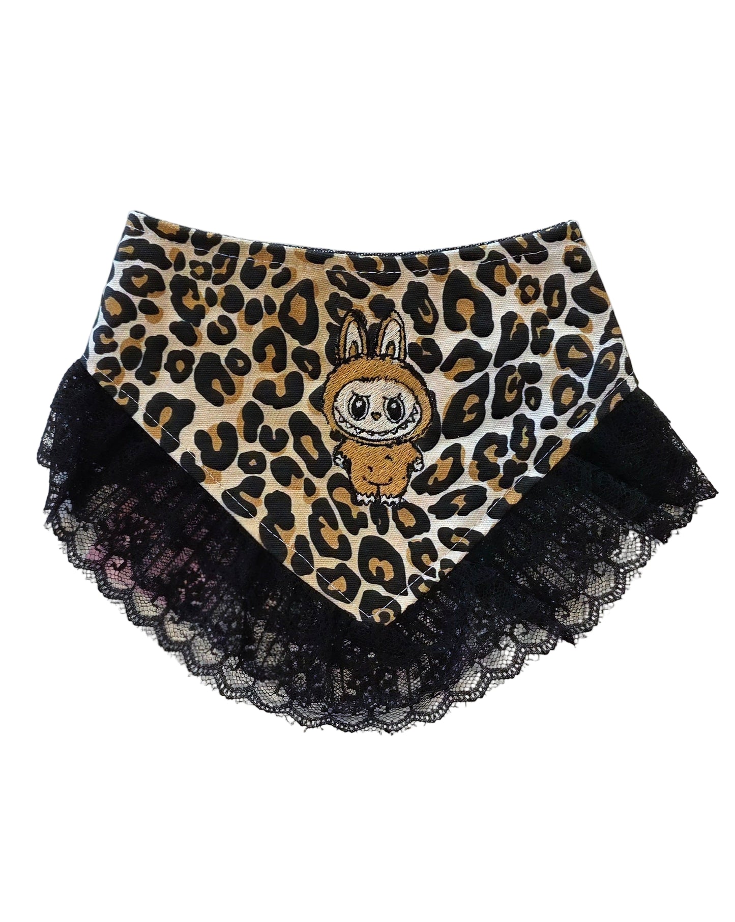 Labubu Cheetah Dog Bandana with Trim