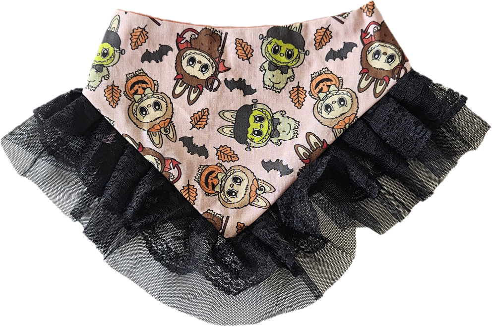 Monster Dog Bandana with Trim - Pink