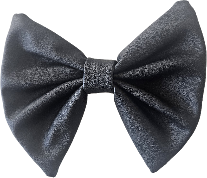 Black Leather Bow with Clips