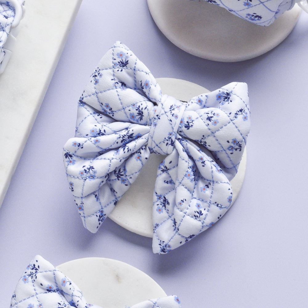 Quilted Ditsy Floral Periwinkle Sailor Bow