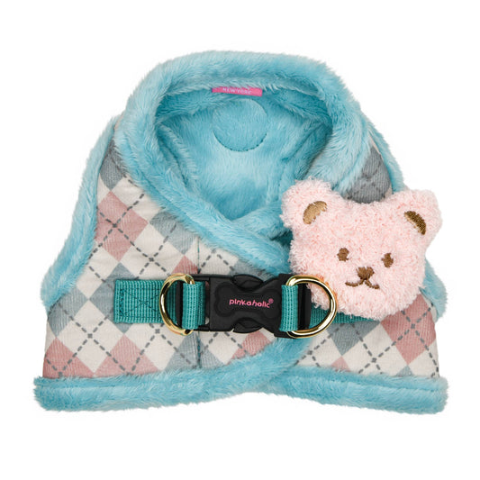 Pinkaholic Annika Vest Dog Harness Argyle w/ Plush Bear