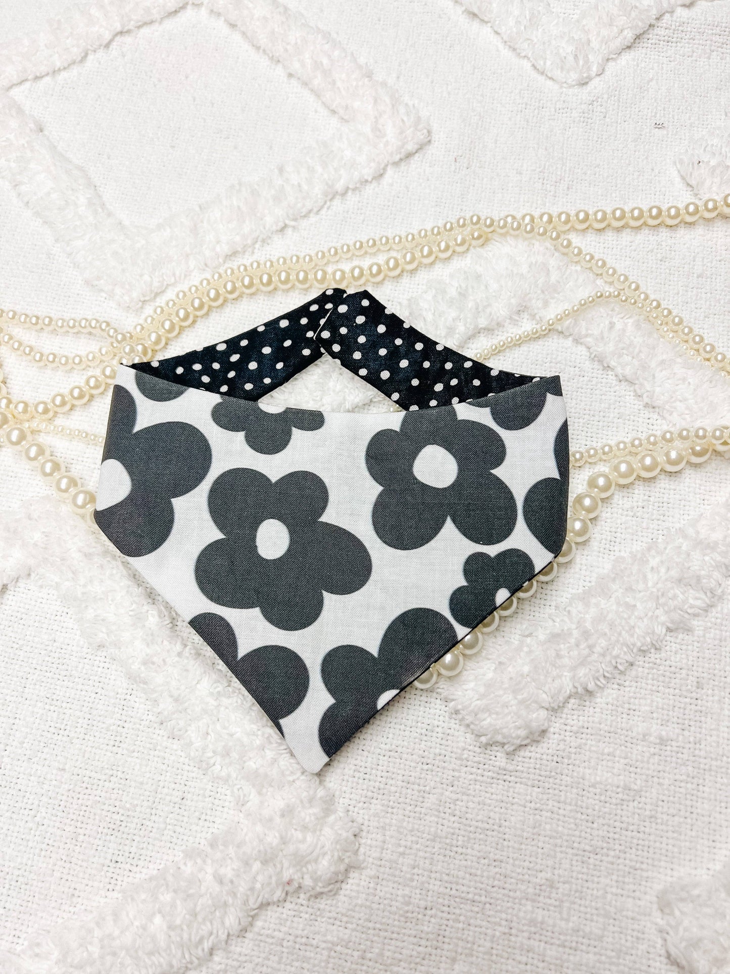 Black and White Flower Dog Bandana