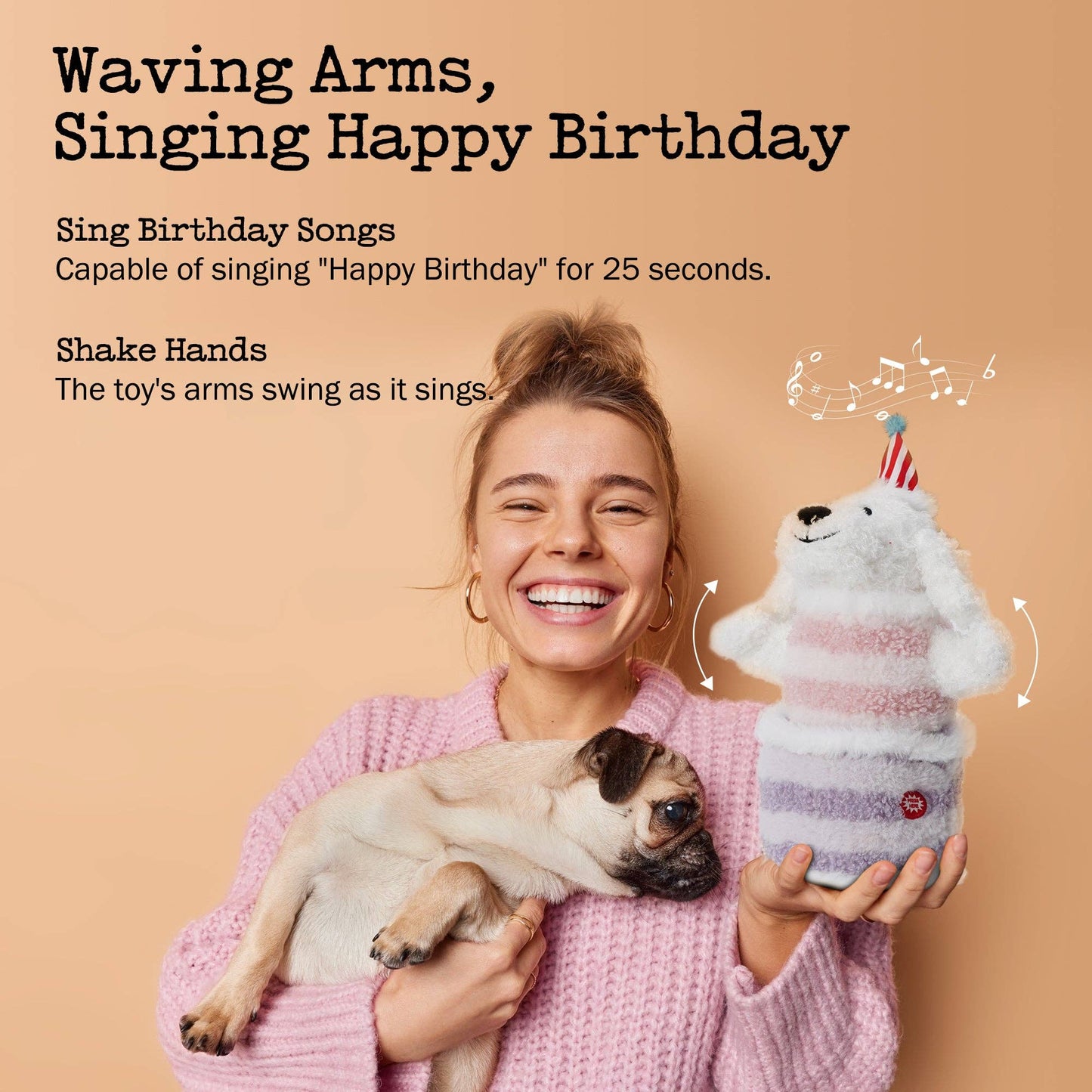 Fuzzwoof Singing and Dancing Birthday Cake Dog Toy: Dancing Teddy