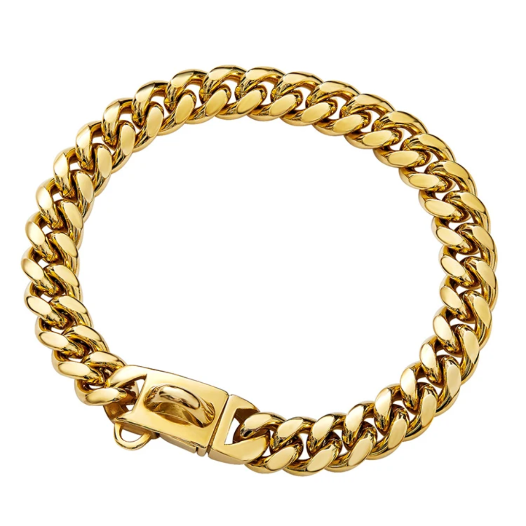 Gold Link Chain Dog Collar