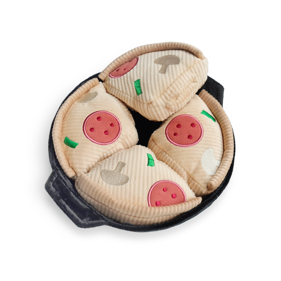 Juguete enriquecedor para perros con forma de pizza de base profunda