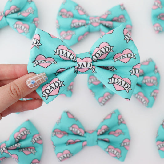 Dad Heart Green - Dog Collar Bow Tie