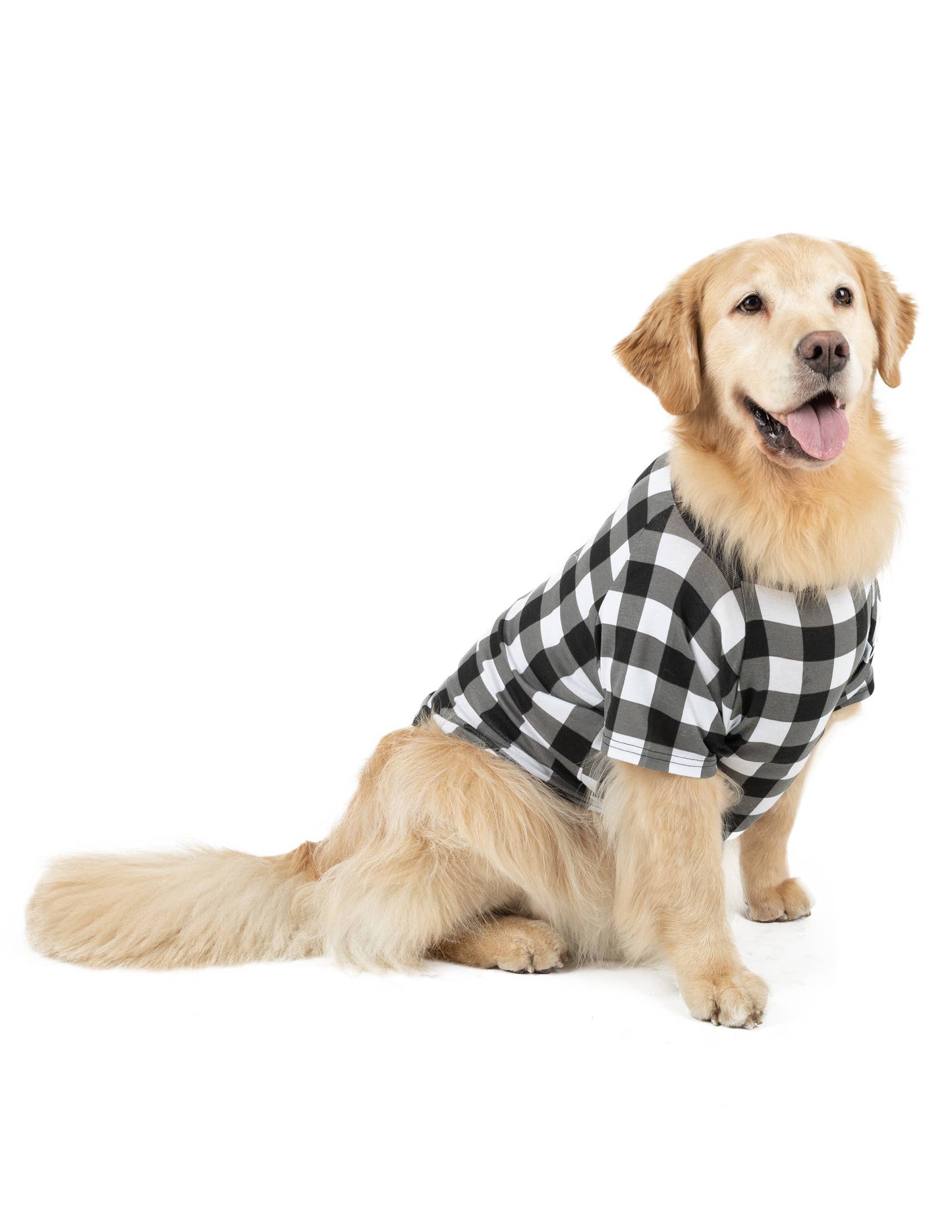Dog Cotton Black & White Plaid Pajamas