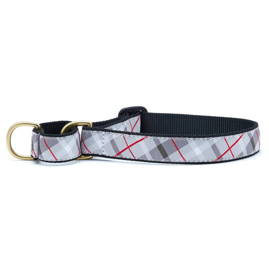 Gray Plaid Martingale Dog Collar - Narrow