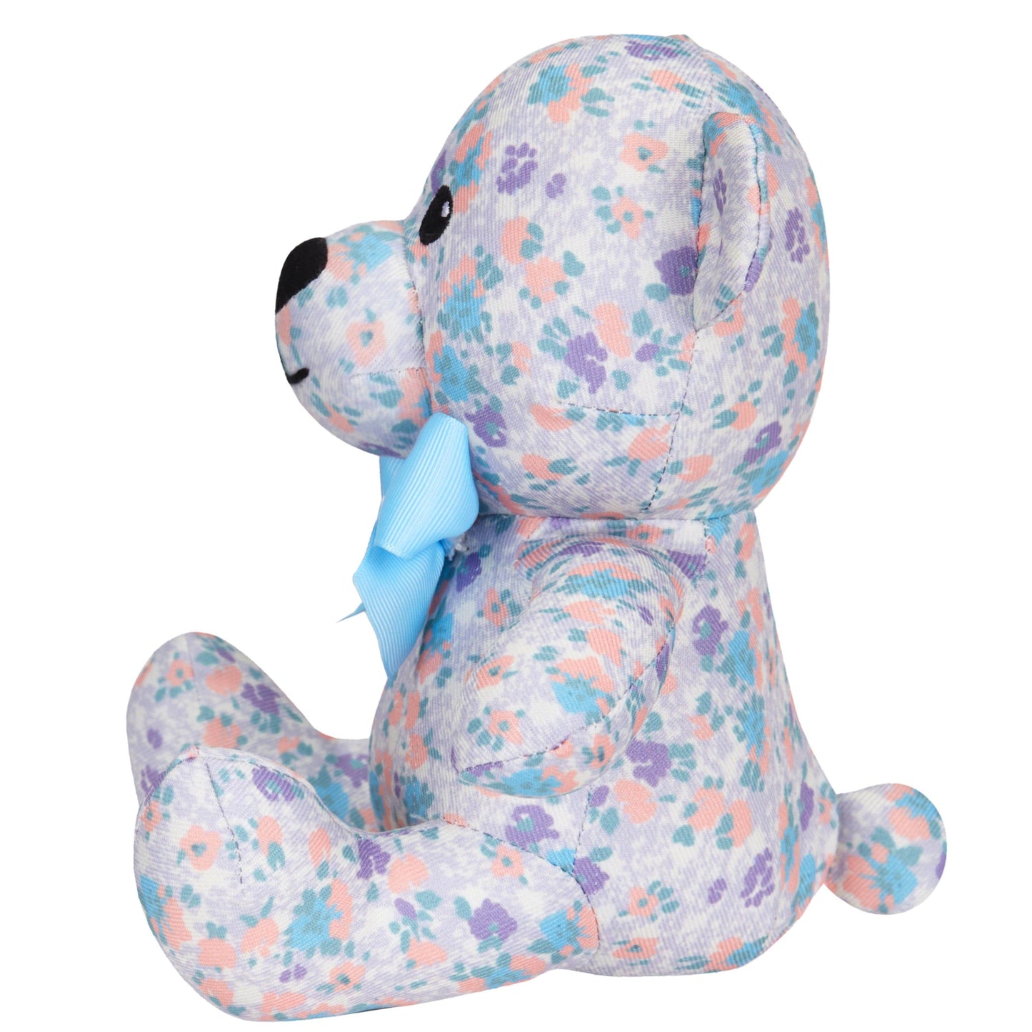3 Colors, 6" Made Well Floral Print Bear Dog Toy: Light Blue / 6"