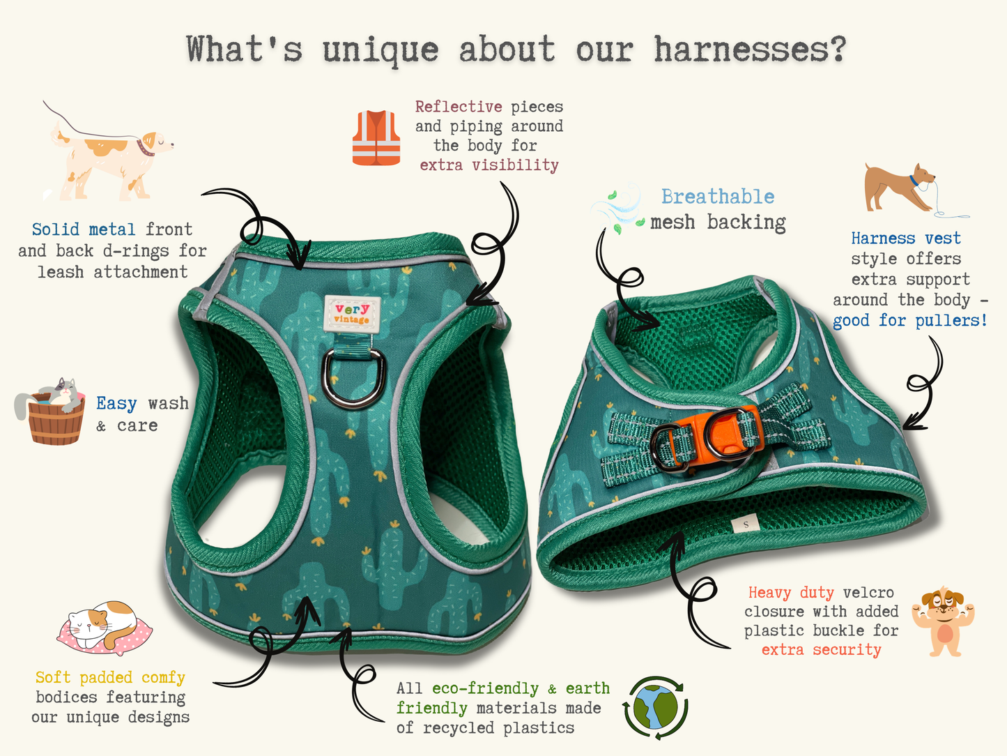 Western Cactus Dog Harness