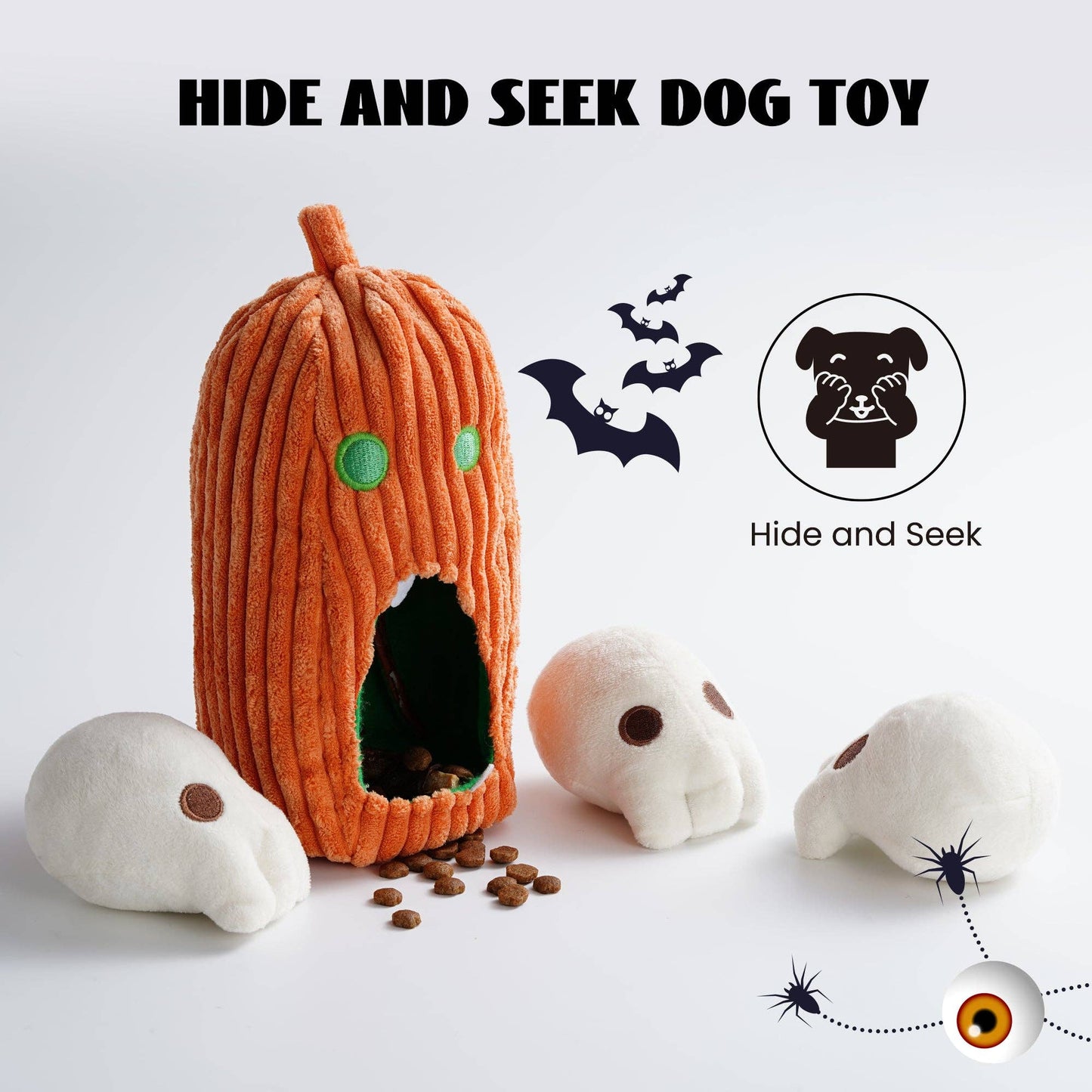 Nocciola 4 PCS Halloween Dog Toys, Pumpkin & Skulls Dog Spooky Toys