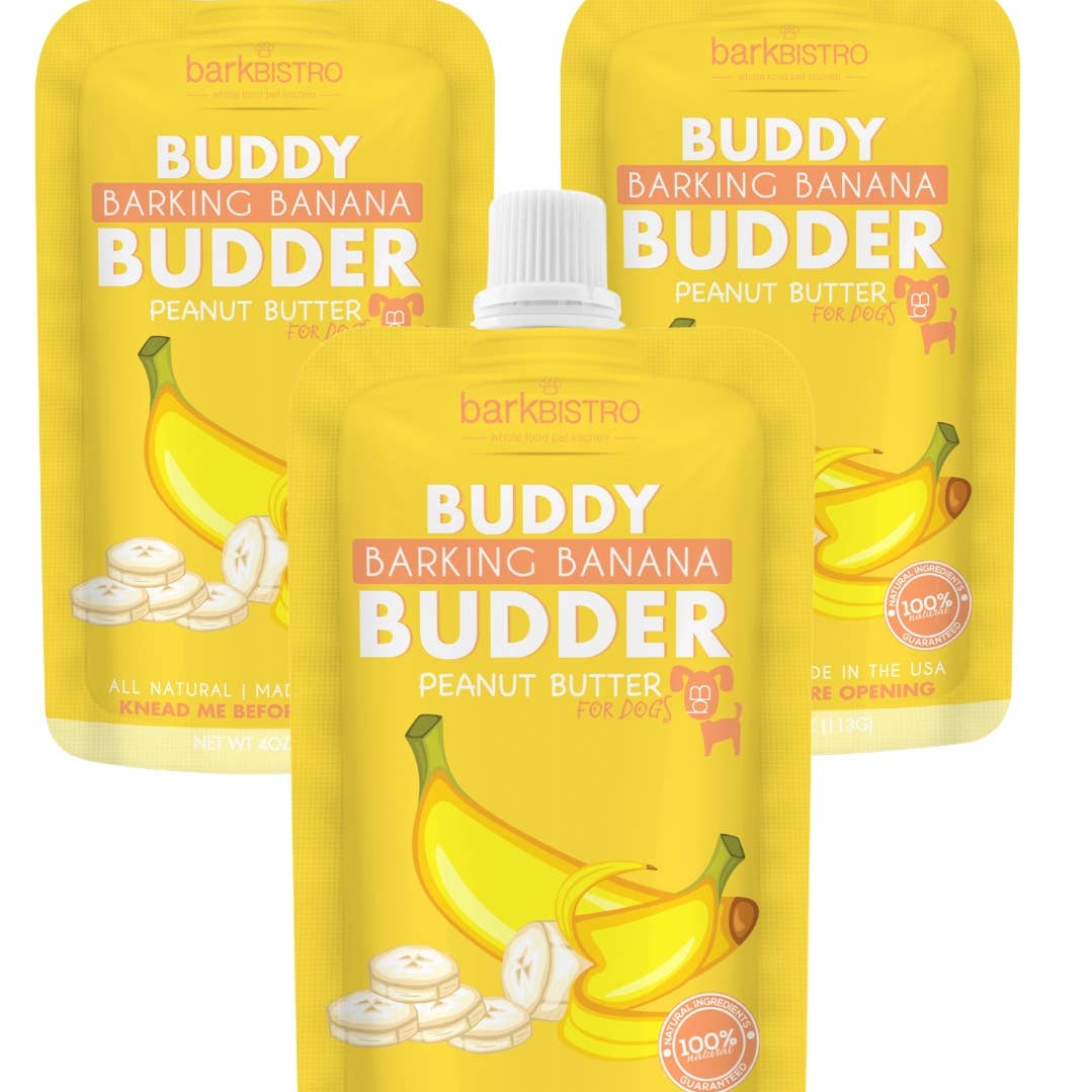 Paquetes exprimibles de mantequilla de maní para perros Budder con sabor mixto, 4 oz