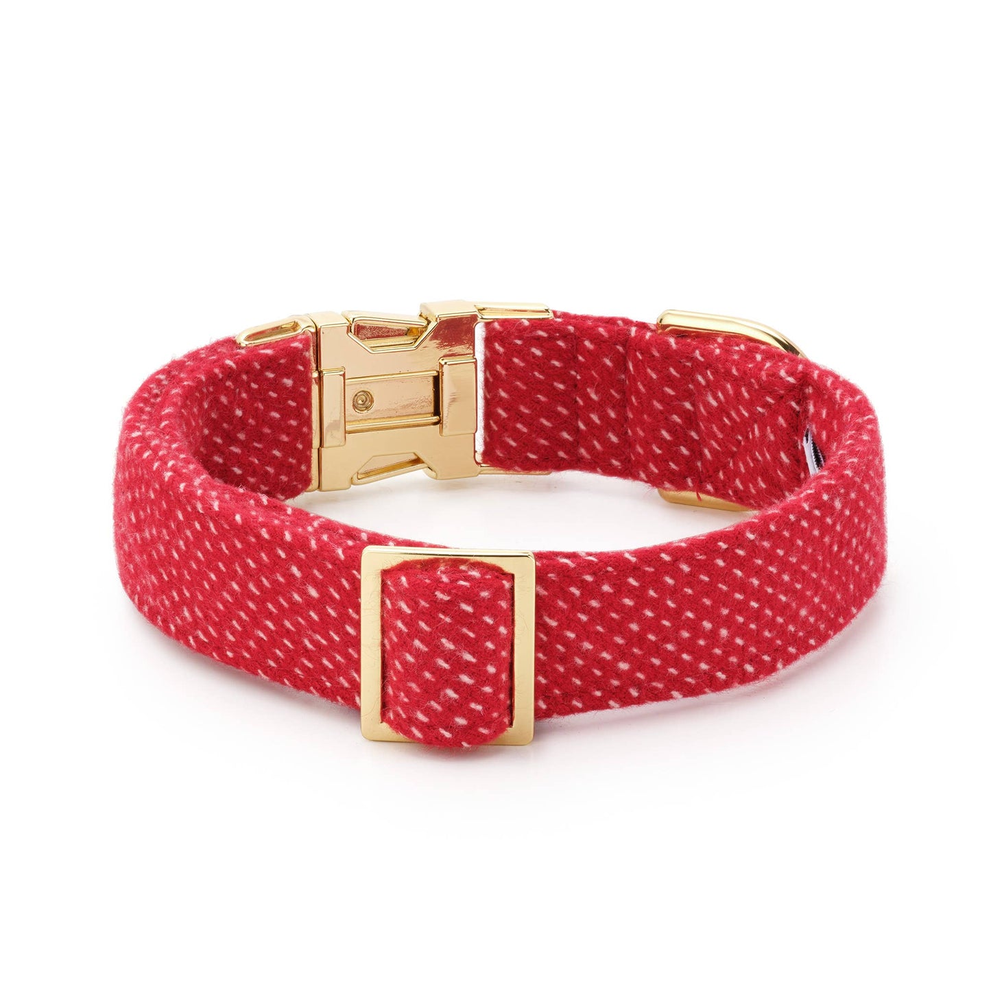 Berry Stitch Flannel Holiday Dog Collar