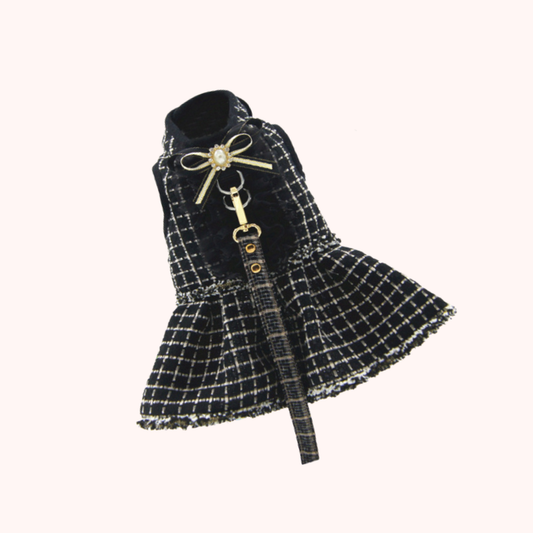 Fashion Tweed Dog Harness in Dress Style
