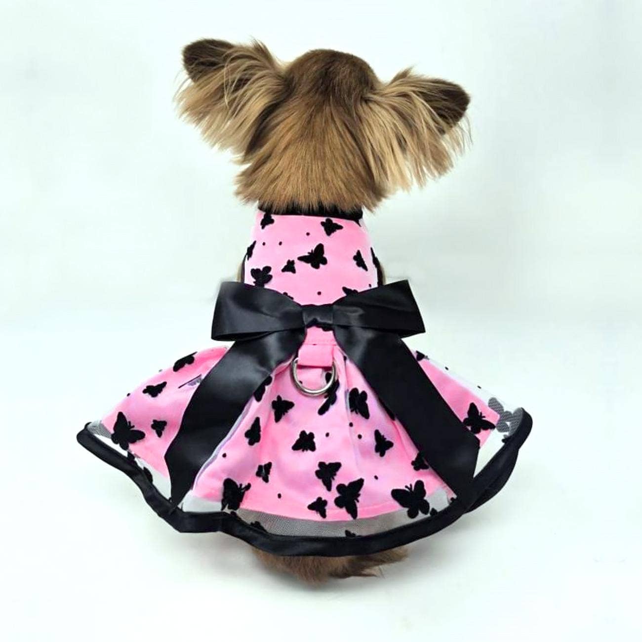 All Aflutter Pink & Black Dog Dress: X-Large