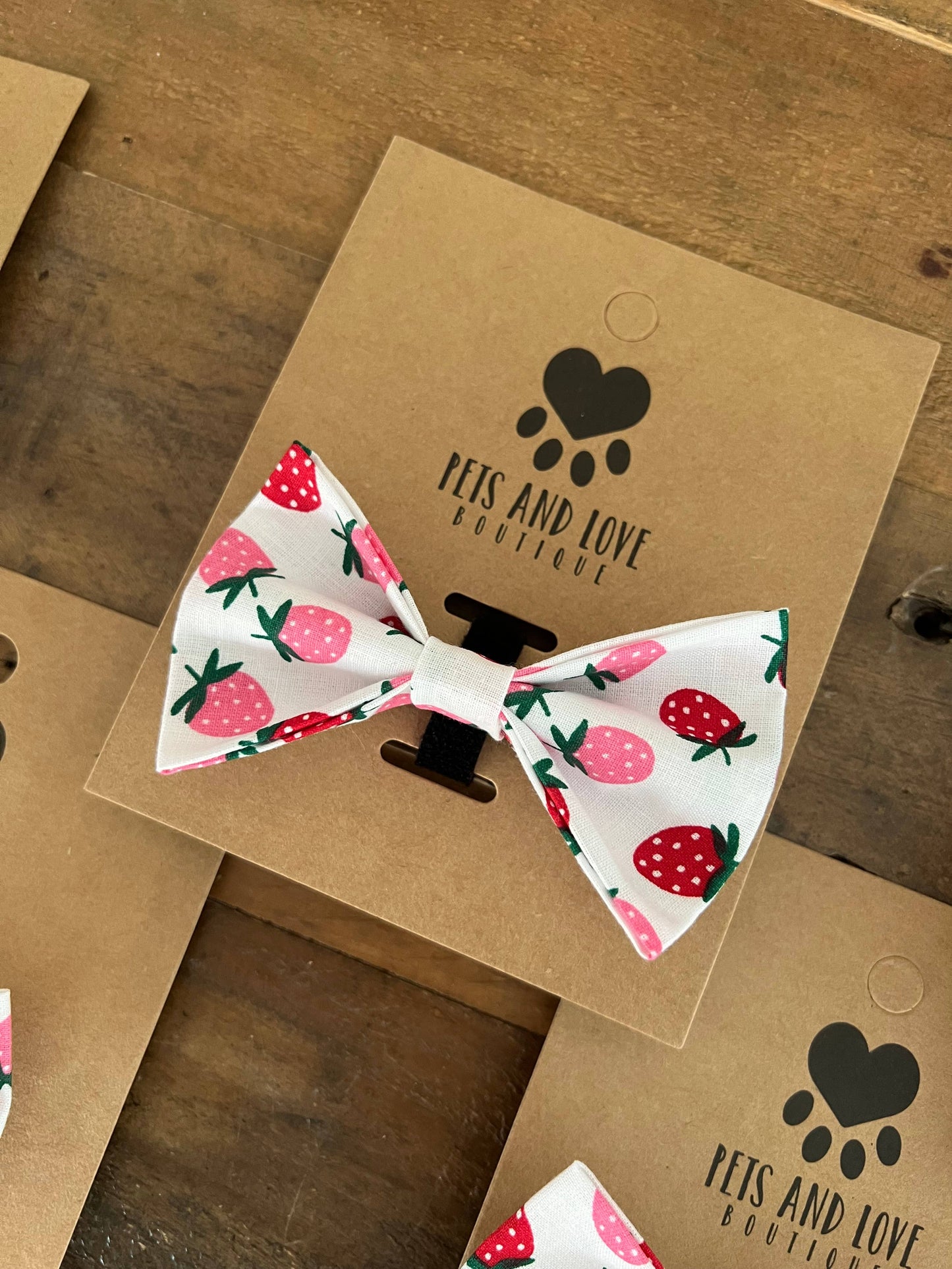 Strawberries Dog Collar Bow