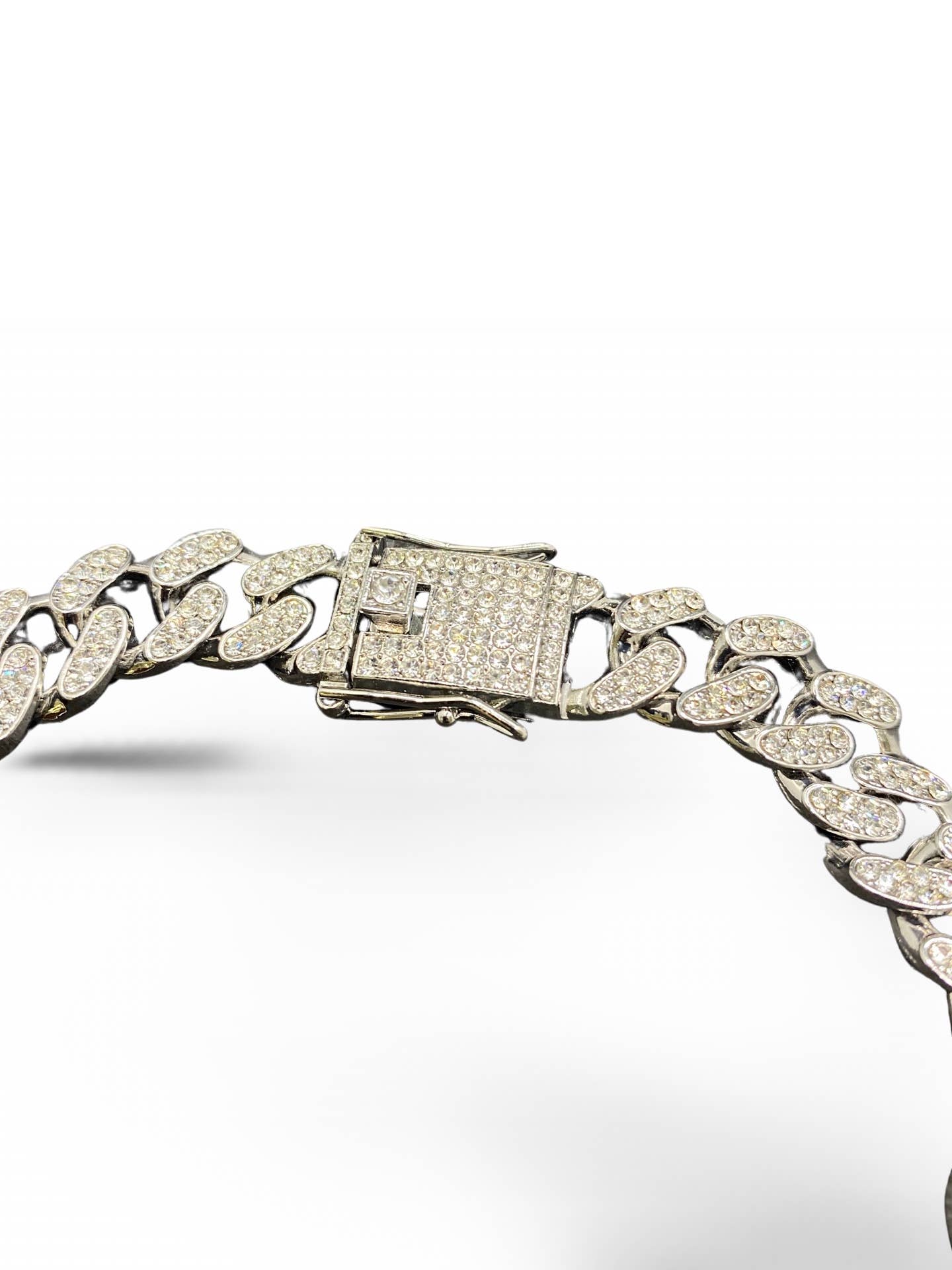 Silver Diamond Cuban Dog Necklace