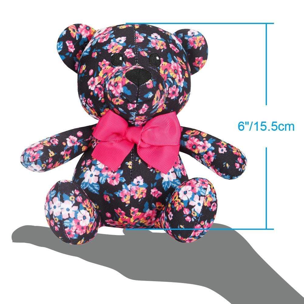 3 Colors, 6" Made Well Floral Print Bear Dog Toy: Light Blue / 6"