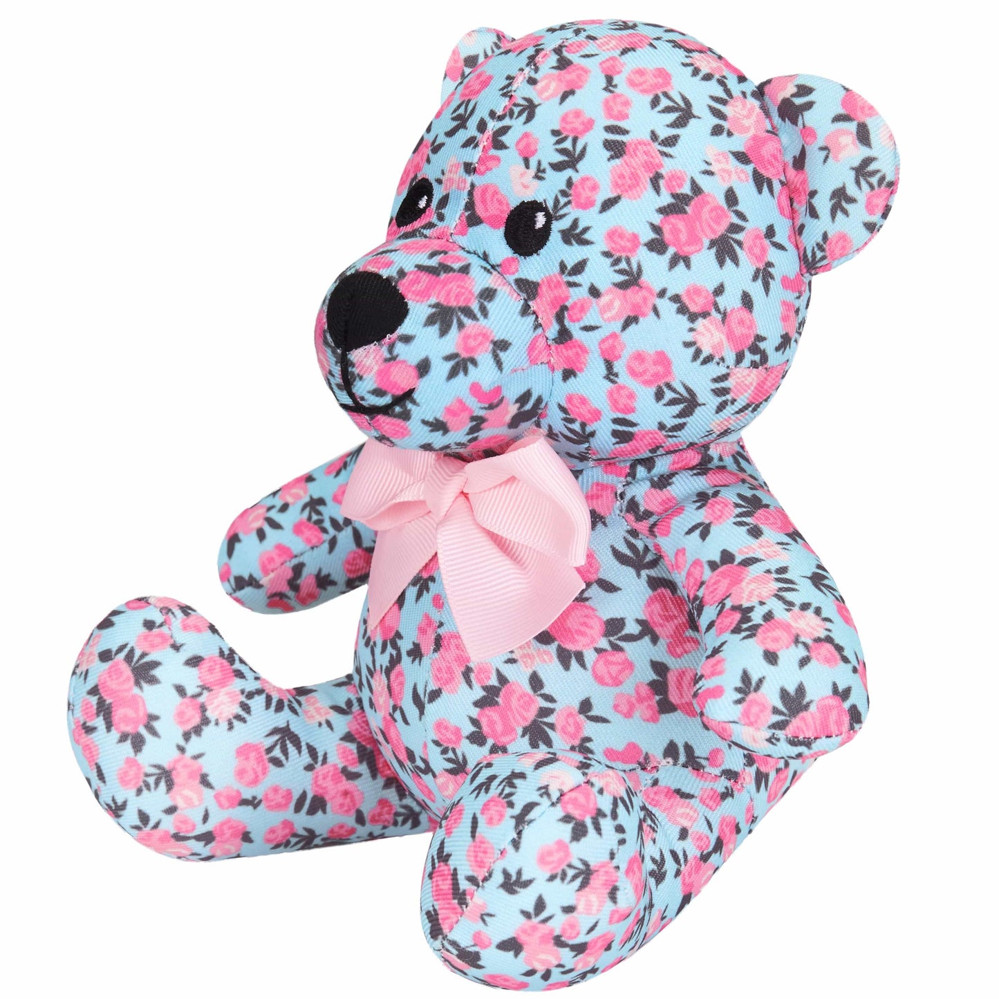 3 Colors, 6" Made Well Floral Print Bear Dog Toy: Light Blue / 6"