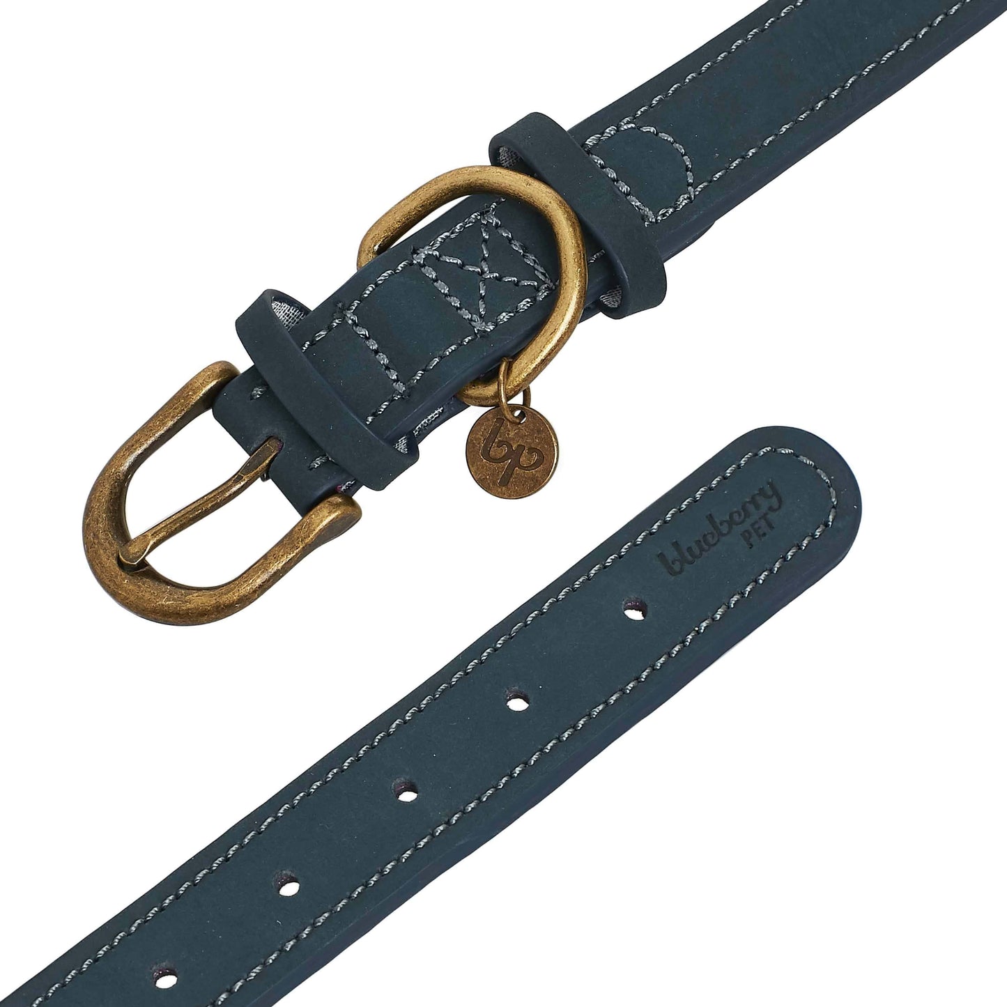 Full Grain Leather Dog Collar - Navy Blue