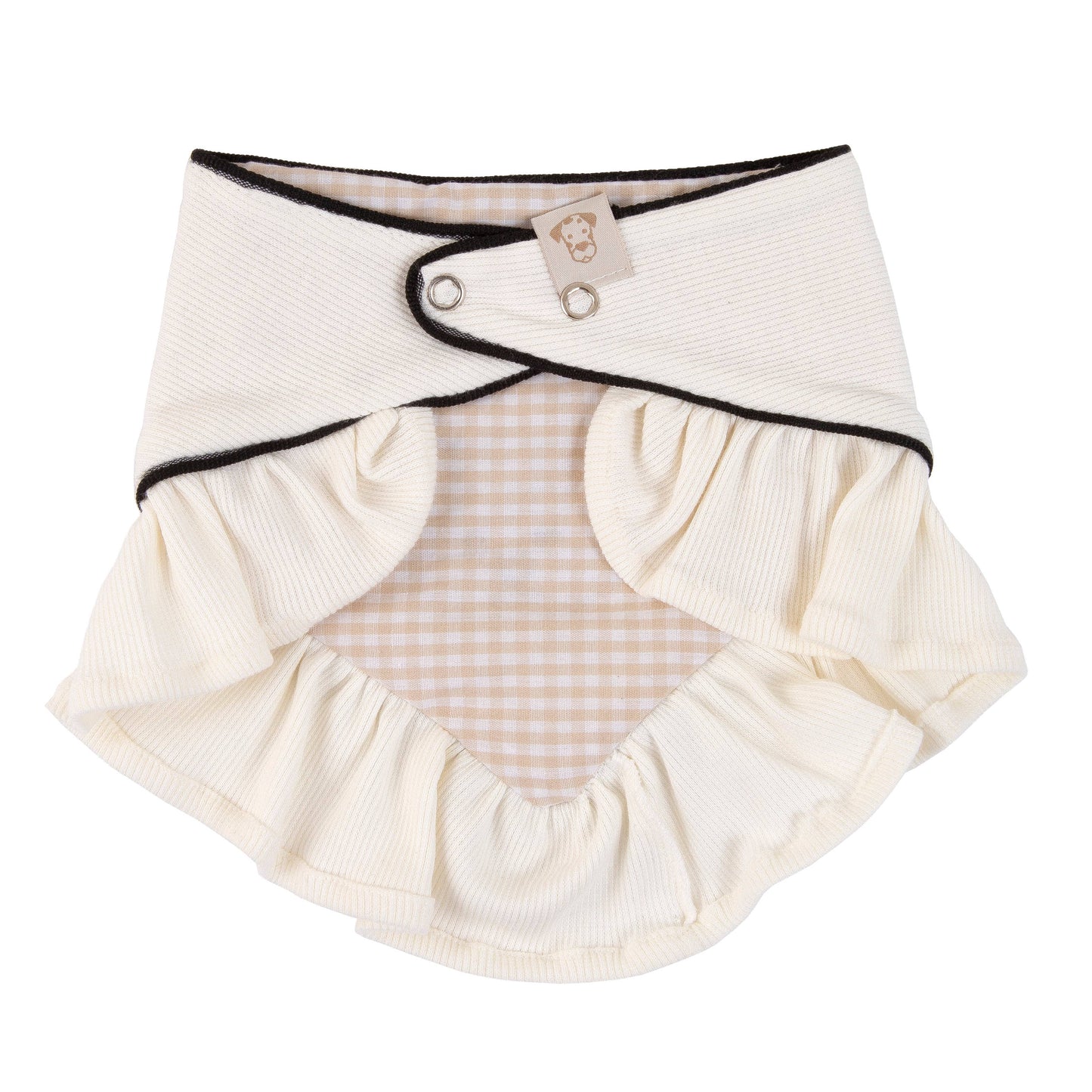 Ribbed Knit Bear Embroidered Ruffles Reversable Dog Bandana