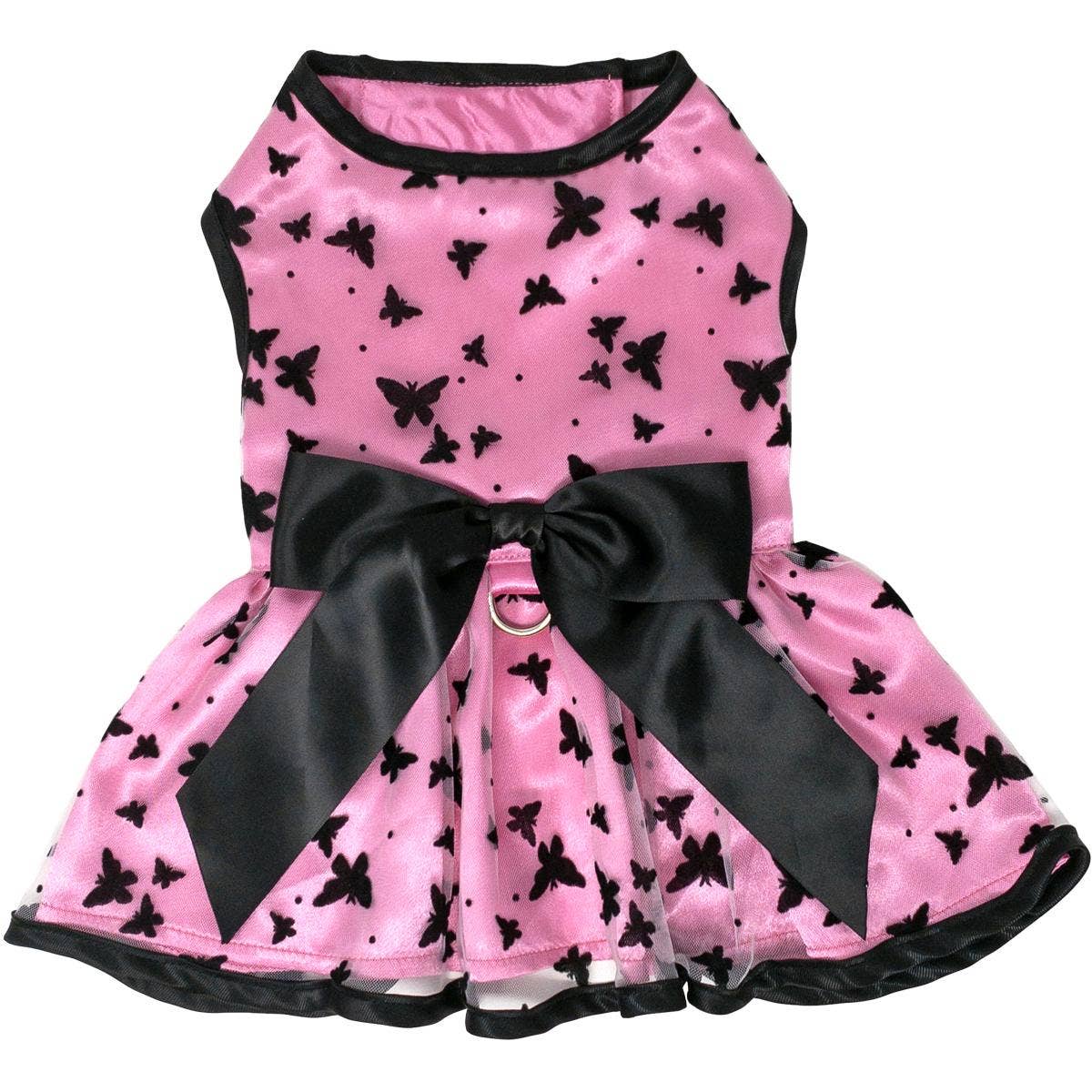 All Aflutter Pink & Black Dog Dress: X-Large
