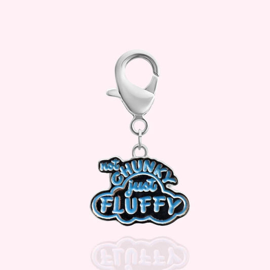 "Not Chunky Just Fluffy" Dog Collar Charm: Silver