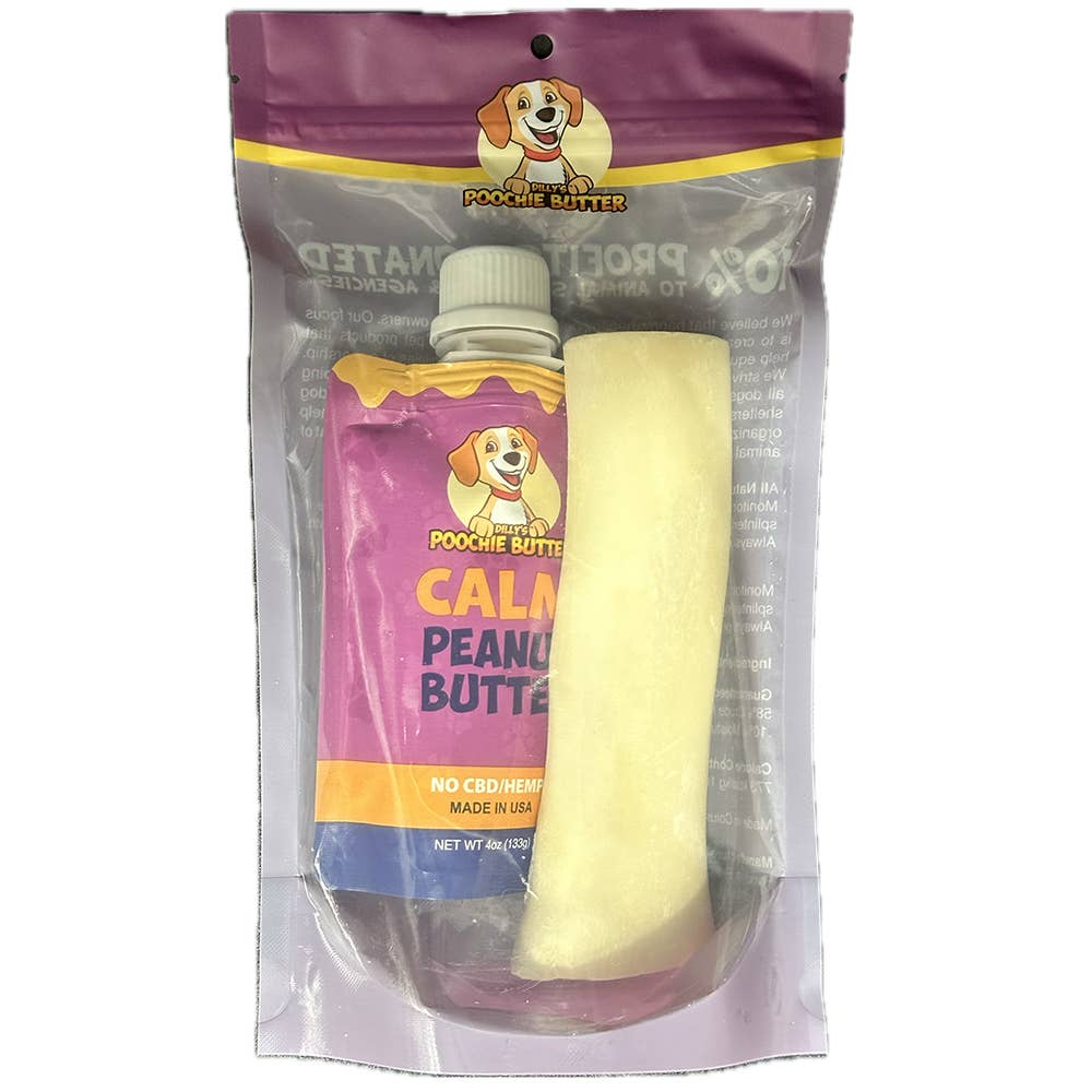 Calm PB Squeeze Pack 4oz + Marrow Bone: 3-4" Bone