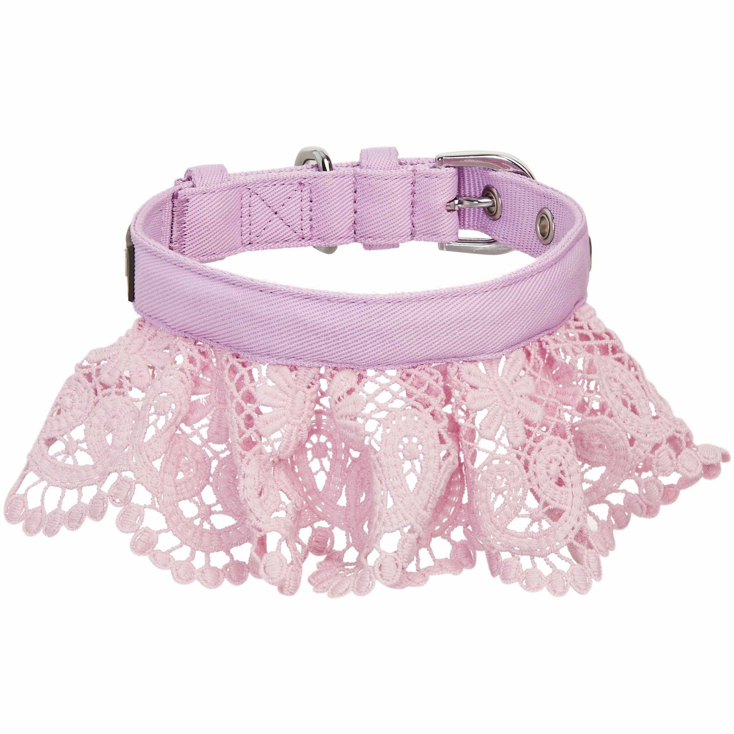 Cute Floral Lace Dog Collar - Lavender