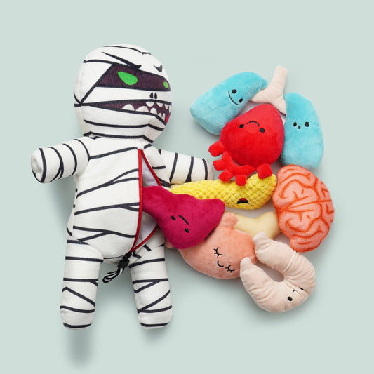 9-in-1 Stuffed Plush Squeaky Mummy Body