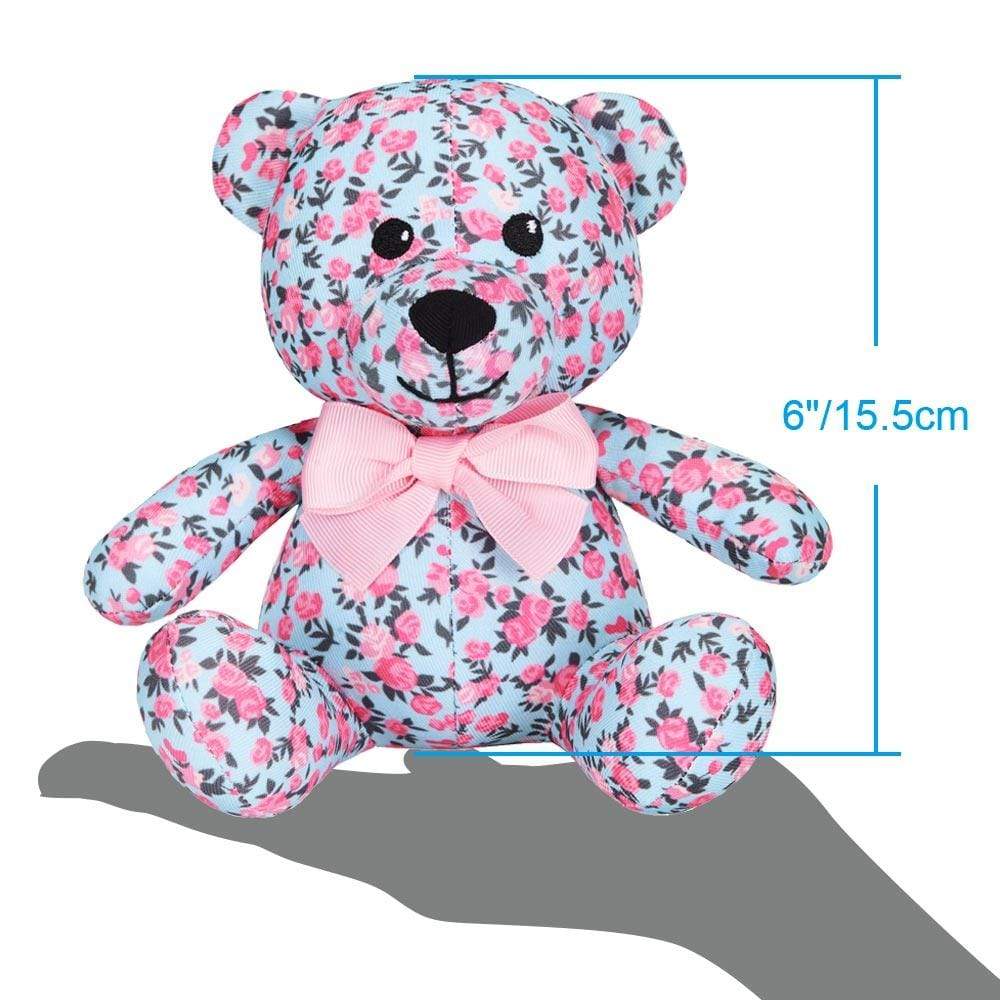 3 Colors, 6" Made Well Floral Print Bear Dog Toy: Light Blue / 6"