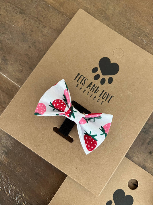 Strawberries Dog Collar Bow