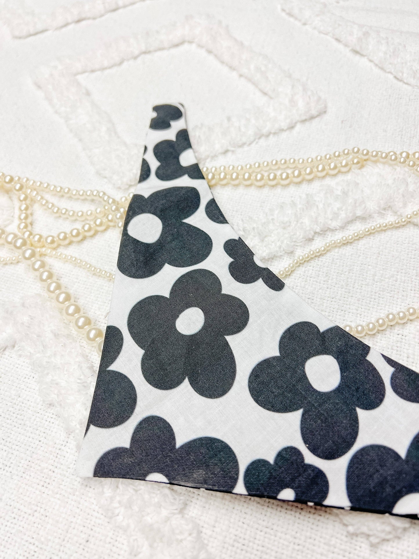 Black and White Flower Dog Bandana