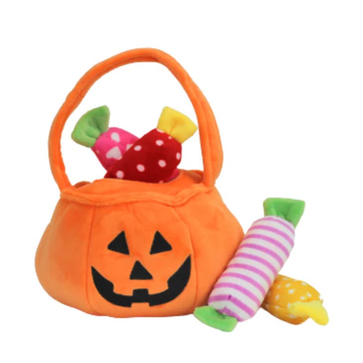 Midlee Find A Toy Halloween Pumpkin Bucket Dog Toy