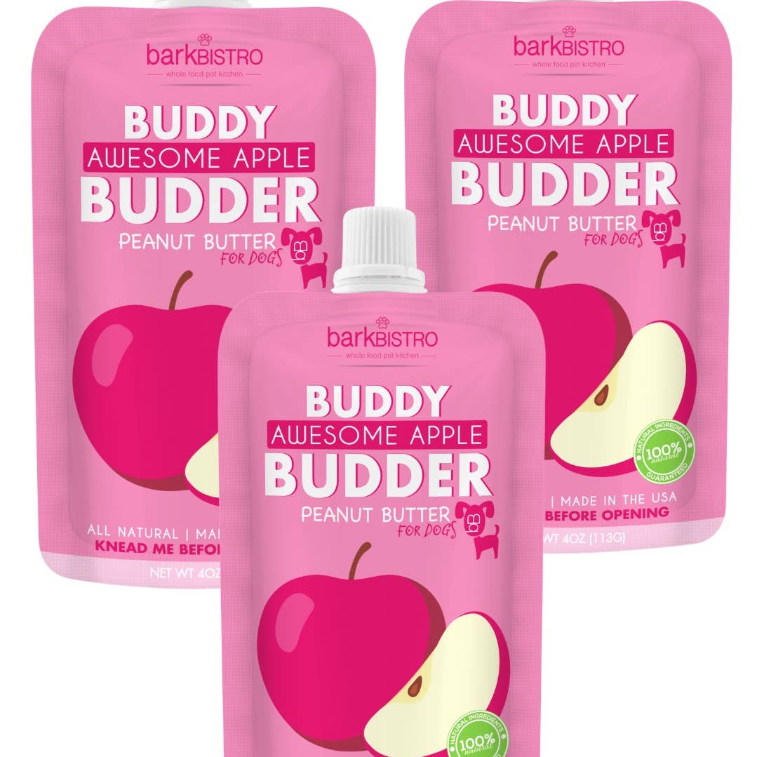 Paquetes exprimibles de mantequilla de maní para perros Budder con sabor mixto, 4 oz