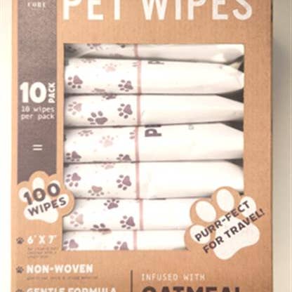 Travel Packs of 10ct Pet Wipes in Kraft Paper Box - Oatmeal