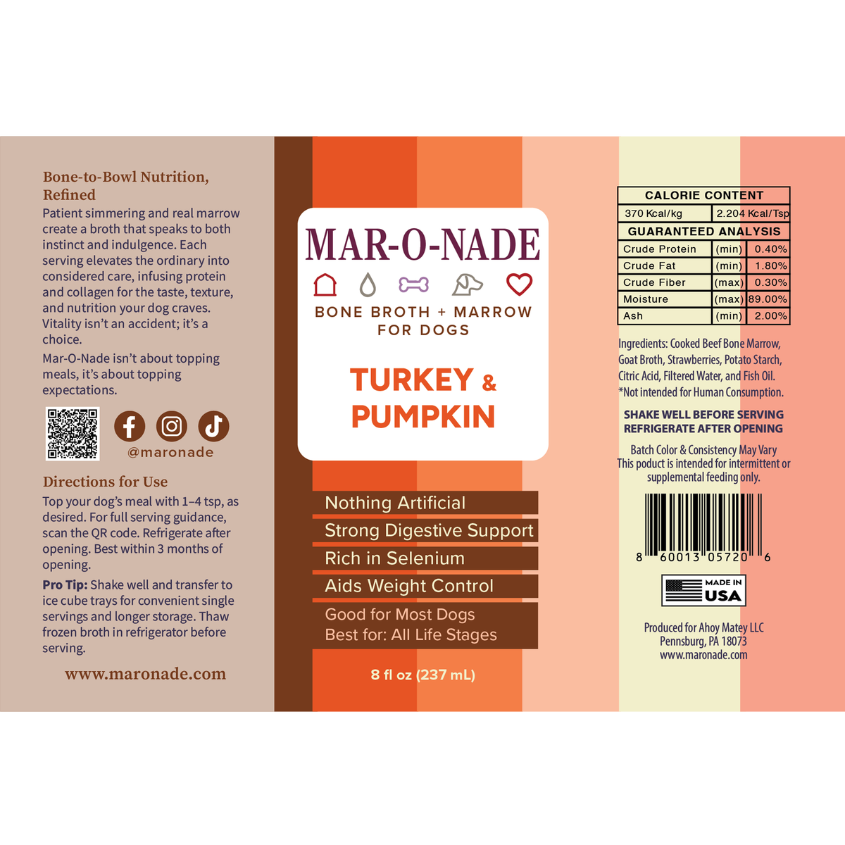 Turkey & Pumpkin Bone Broth + Marrow for Dogs