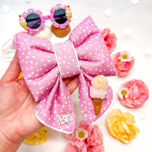 Sprinkles Ice Cream Sailor Dog Bow