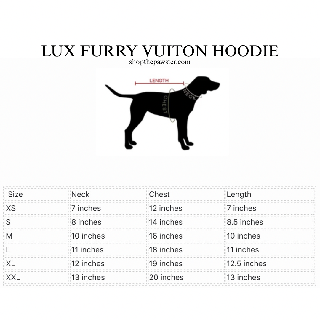 Lux Furry Vuiton Dog Hoodie - Assorted Colors