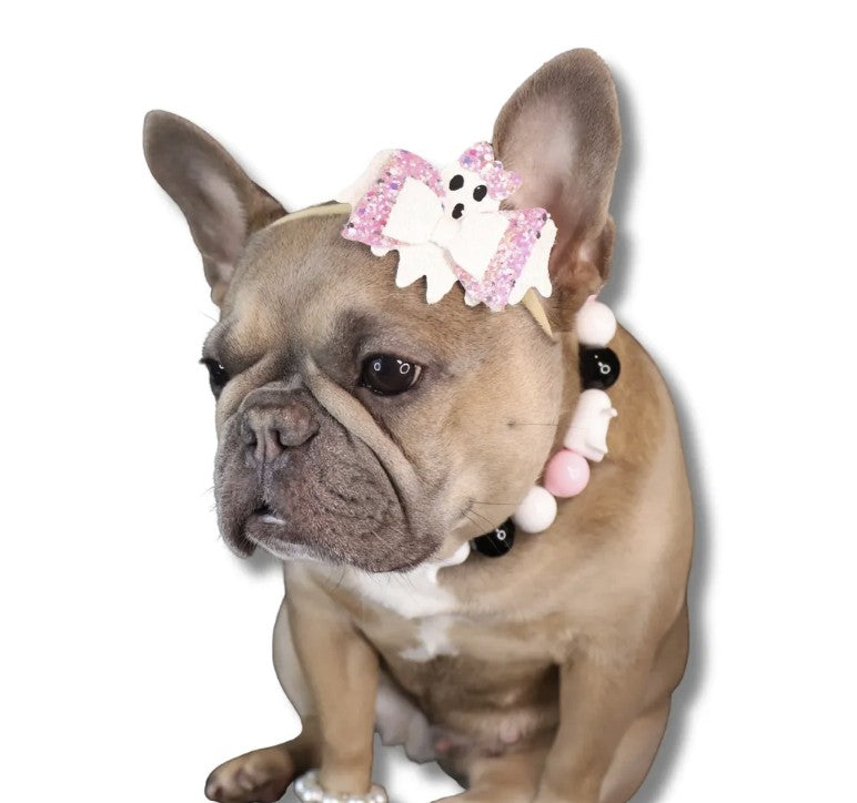 Pink Ghost Dog Bows
