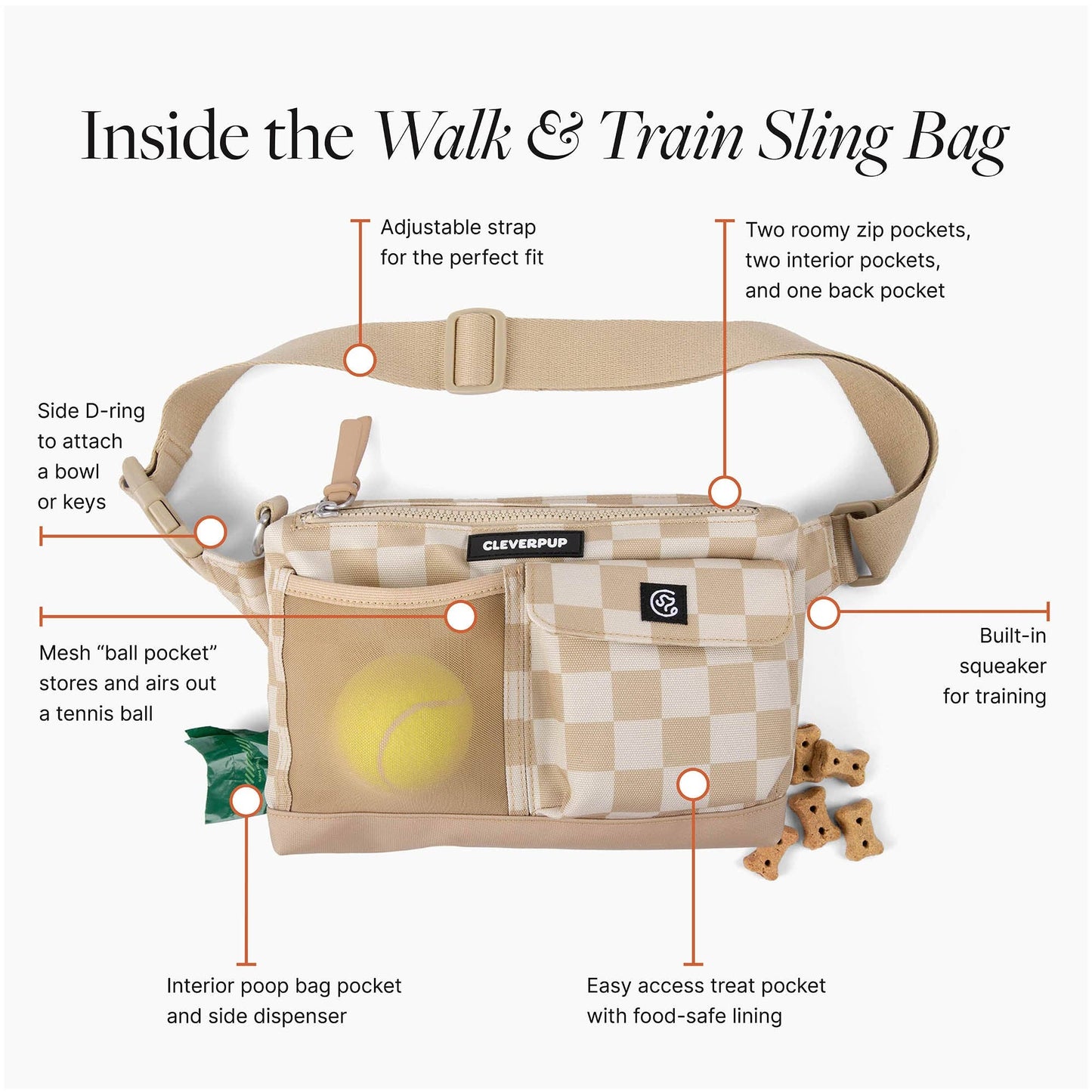 Dog Walk & Train Sling Bag - Check