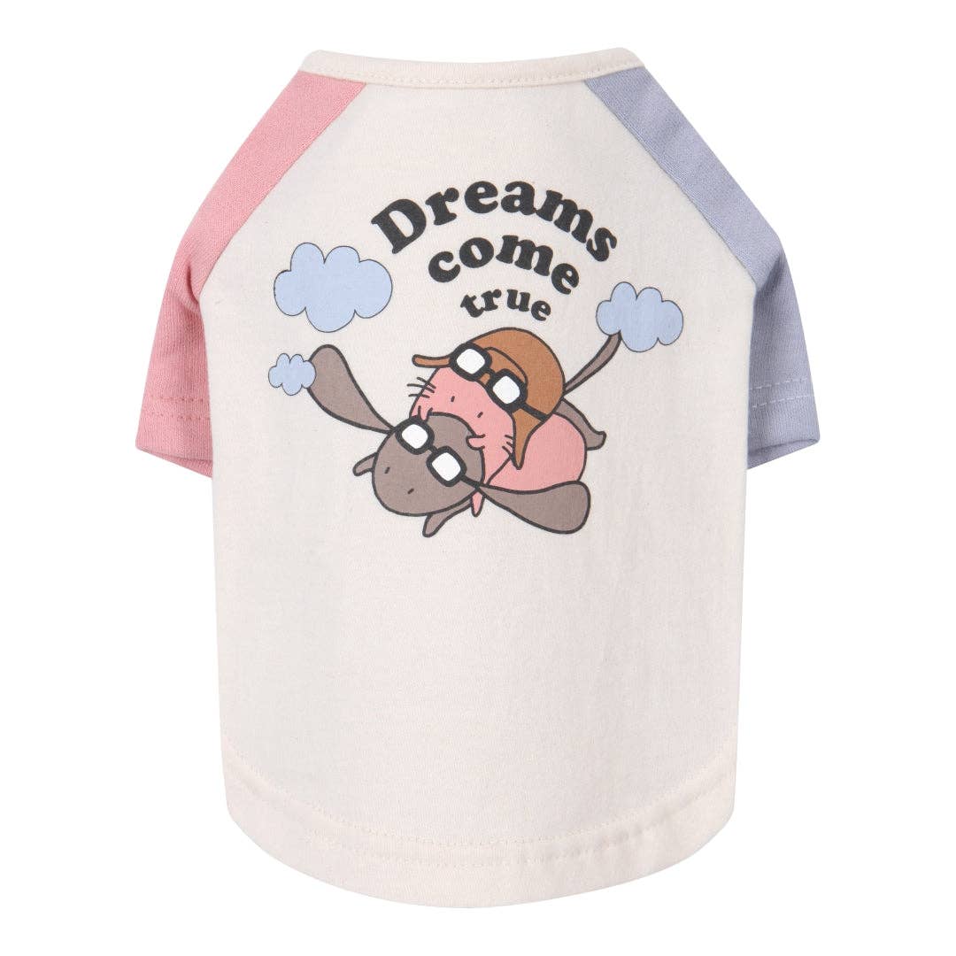 Contrasting Color Raglan Dog Shirt