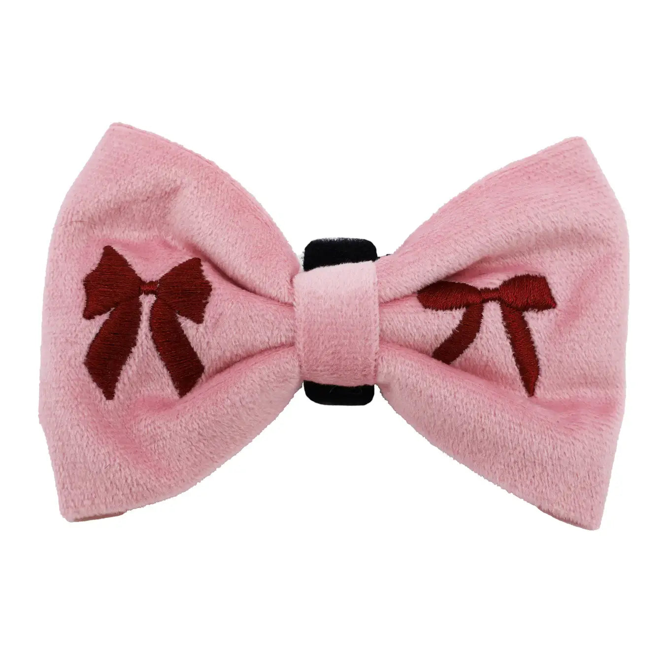 Velvet Blush Bows Embroidered Dog Bow Tie